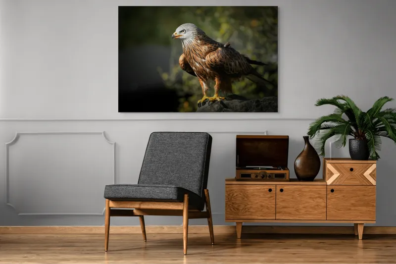 Tablou Canvas, "Privighetoarea cerurilor pe stâncă ", Majestuos, Vultur, Penaj, Privire, Stâncă, Natură, Cer, Sălbăticie., 150 x 100 cm – poza 8