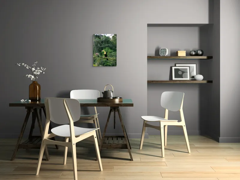 Tablou Canvas, "Tucanul in habitatul natural verde", Colorat, Exotic, Pădure, Natură, Pasăre, Frunziș, Strălucire, Armonie, Spectacol, Forme., 39 x 54 cm – poza 7