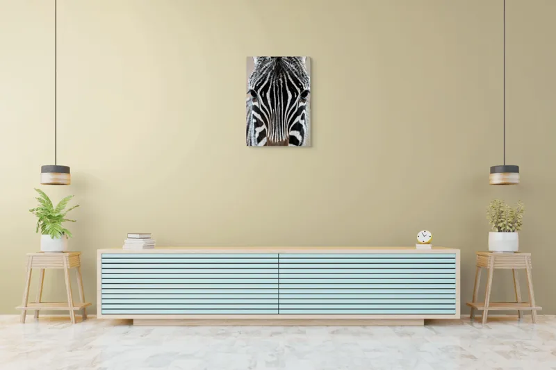 Tablou Canvas, "Zebra în prim-plan fascinantă și elegantă", Dungi, Simetrie, Contrast, Natură, Intensitate, Privire, Artă, 50 x 70 cm – poza 6
