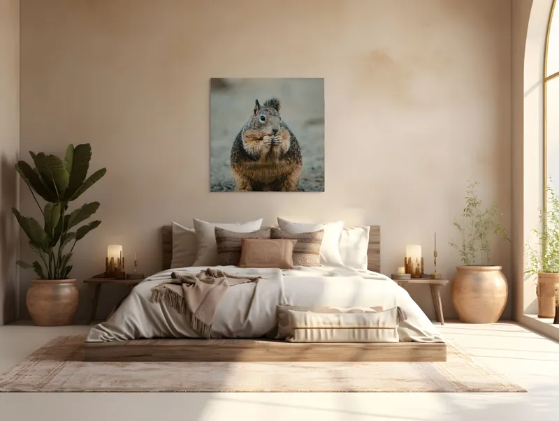 Tablou Canvas, "Veverița savurând o gustare gustoasă", 100 x 100 cm – poza 4