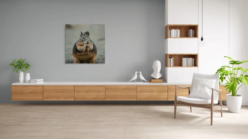 Tablou Canvas, "Veverița savurând o gustare gustoasă", 100 x 100 cm – poza 8