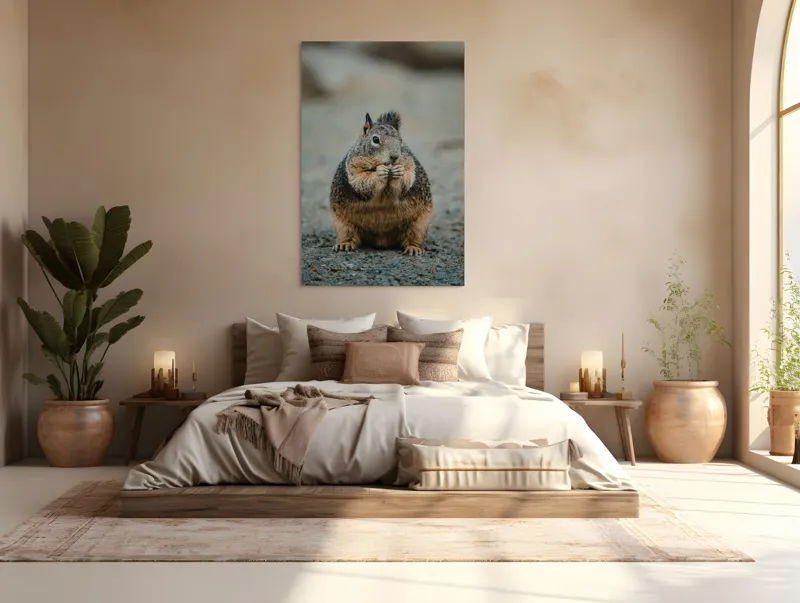 Tablou Canvas, "Veverița savurând o gustare gustoasă", 100 x 150 cm – poza 3