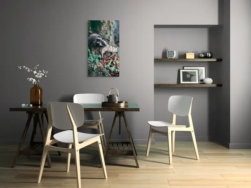 Tablou Canvas, "Blândețea codrului în amurg", Blană, Curiozitate, Natură, Lighioană, Frunziș, Ochi Lucioși, Solitudine, 50 x 90 cm – poza 4