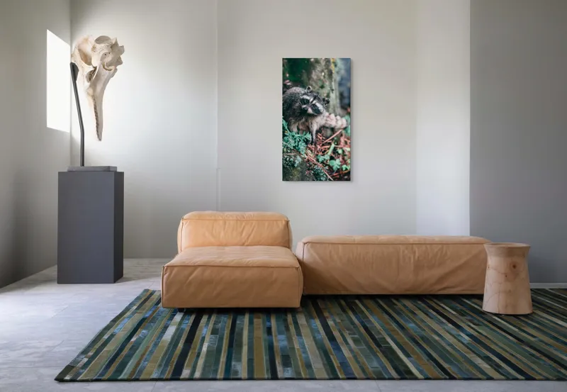 Tablou Canvas, "Blândețea codrului în amurg", Blană, Curiozitate, Natură, Lighioană, Frunziș, Ochi Lucioși, Solitudine, 50 x 90 cm – poza 5