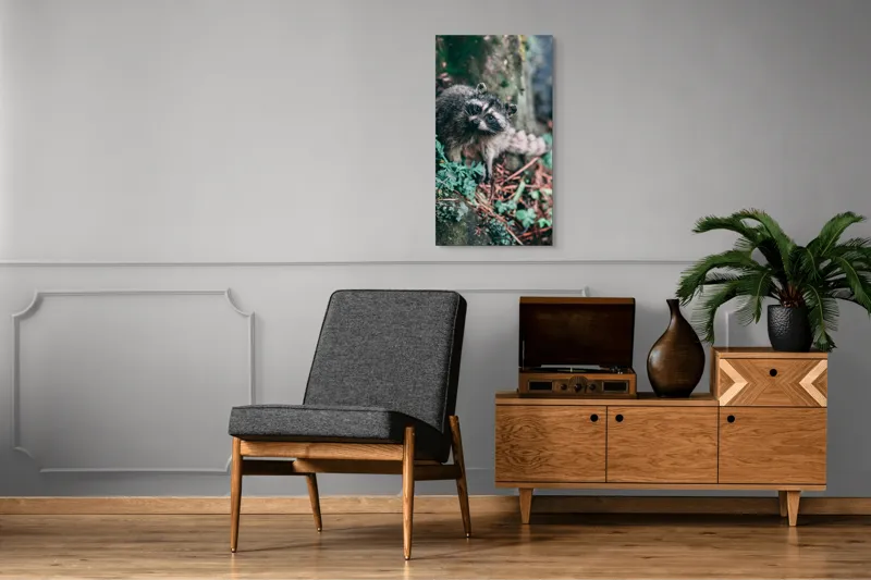 Tablou Canvas, "Blândețea codrului în amurg", Blană, Curiozitate, Natură, Lighioană, Frunziș, Ochi Lucioși, Solitudine, 50 x 90 cm – poza 8