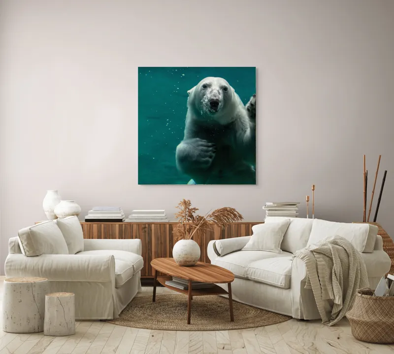 Tablou Canvas, "Urs polar în adâncurile oceanului rece", Nu pot să spun cine sau ce este în imagine., 100 x 100 cm – poza 3