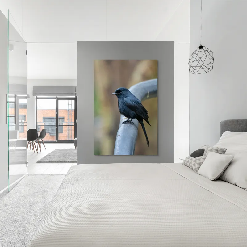 Tablou Canvas, "Cinteza întunecată pe ramură metalică", Nu pot să identific pasărea din imagine., 100 x 150 cm – poza 5