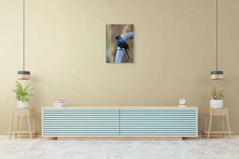 Tablou Canvas, "Cinteza întunecată pe ramură metalică", Nu pot să identific pasărea din imagine., 50 x 70 cm – poza 6