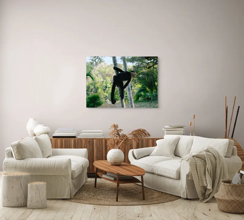 Tablou Canvas, "Maimuța curioasă printre copaci verzi", 100 x 70 cm – poza 3