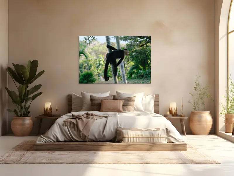 Tablou Canvas, "Maimuța curioasă printre copaci verzi", 150 x 100 cm – poza 4