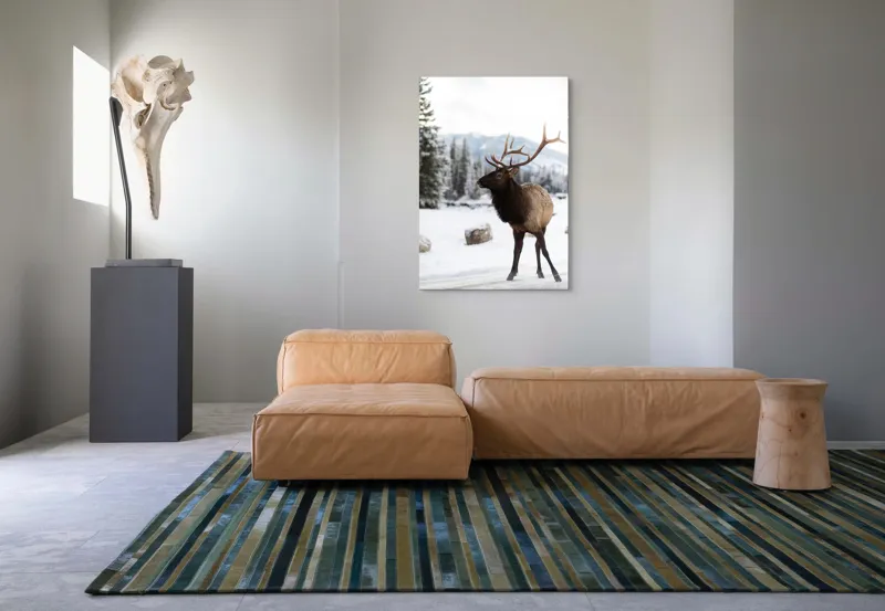 Tablou Canvas, "Elanul în peisaj montan de iarnă", Cerb, Zăpadă, Pădure, Munți, Iarnă, Antlers, Natură, Culoare, Frig, Calm, 70 x 100 cm – poza 7