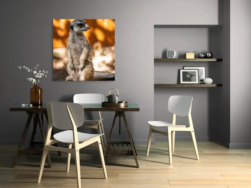 Tablou Canvas, "Suricata în lumina soarelui toamnei", 100 x 100 cm – poza 6
