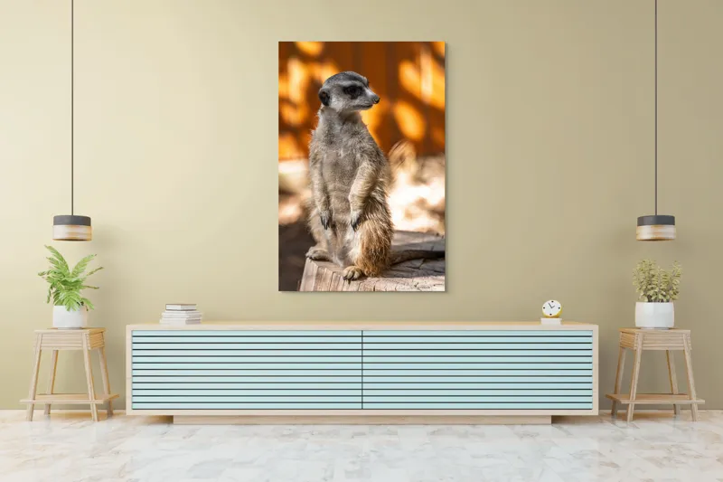 Tablou Canvas, "Suricata în lumina soarelui toamnei", 100 x 150 cm – poza 4