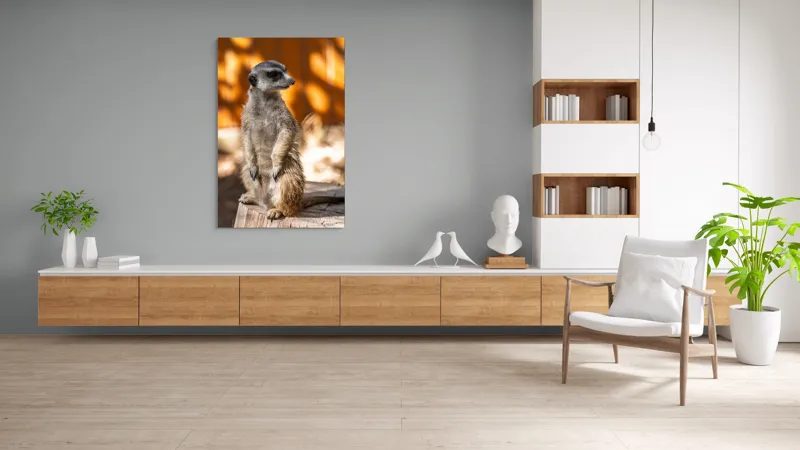 Tablou Canvas, "Suricata în lumina soarelui toamnei", 100 x 150 cm – poza 8