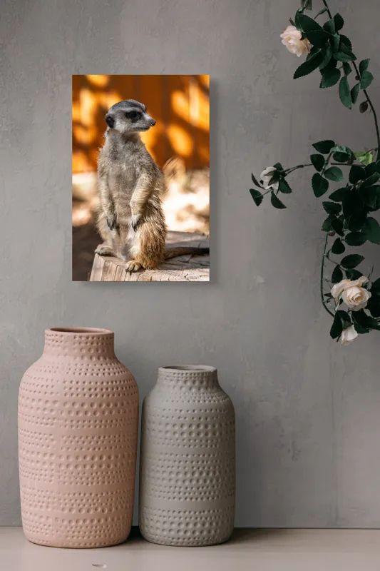 Tablou Canvas, "Suricata în lumina soarelui toamnei", 26 x 39 cm – poza 6