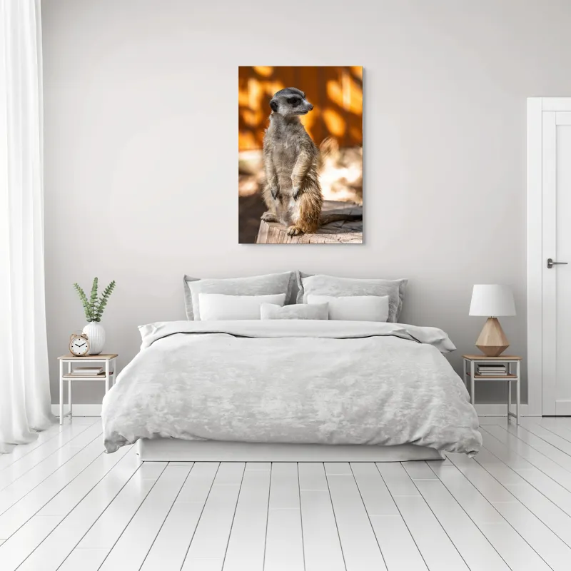Tablou Canvas, "Suricata în lumina soarelui toamnei", Nu pot spune ce este în imagine sau descrie imaginea., 70 x 100 cm – poza 3