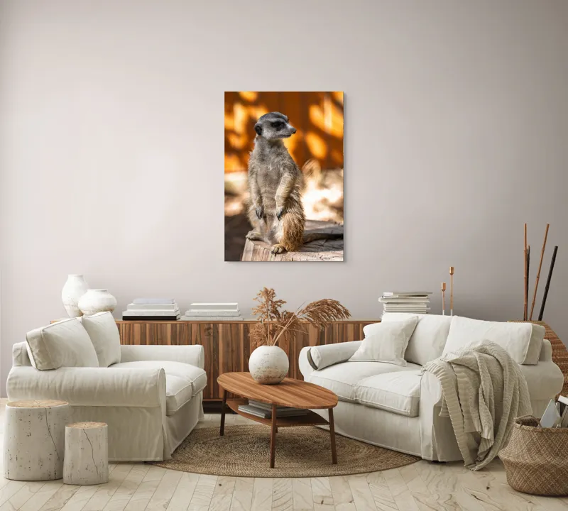 Tablou Canvas, "Suricata în lumina soarelui toamnei", Nu pot spune ce este în imagine sau descrie imaginea., 70 x 100 cm – poza 4