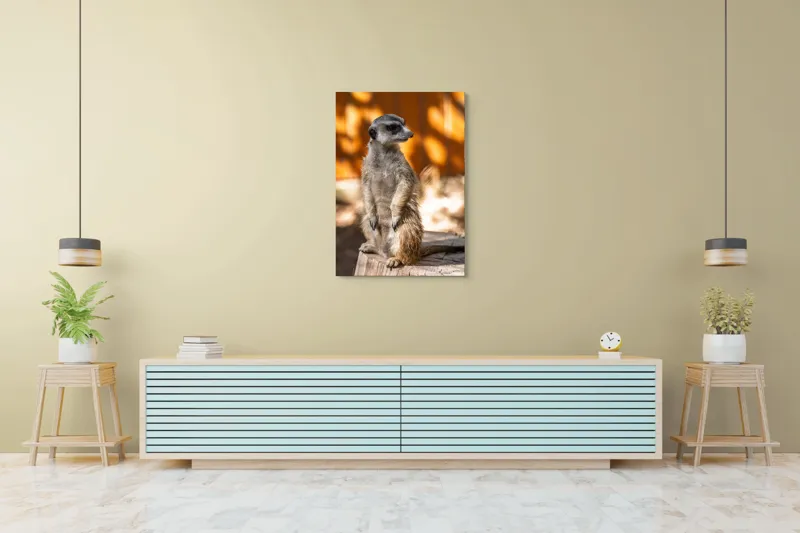 Tablou Canvas, "Suricata în lumina soarelui toamnei", Nu pot spune ce este în imagine sau descrie imaginea., 70 x 100 cm – poza 5