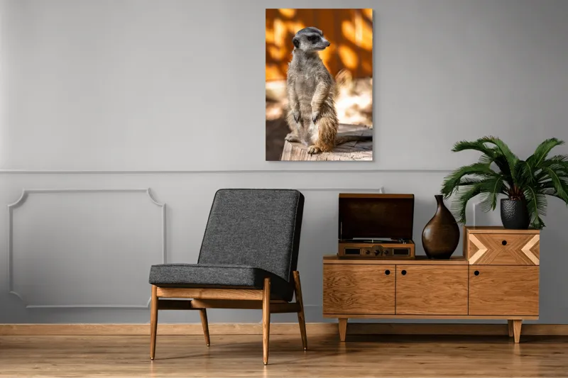 Tablou Canvas, "Suricata în lumina soarelui toamnei", Nu pot spune ce este în imagine sau descrie imaginea., 70 x 100 cm – poza 6