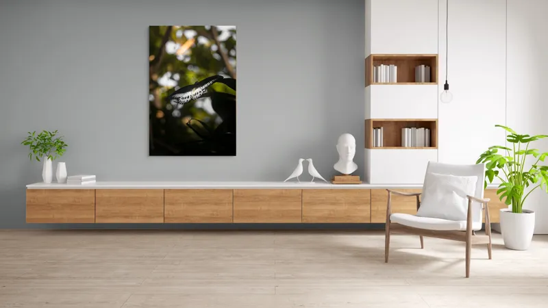 Tablou Canvas, "Fluture în lumina naturii tropicale", Fluture, Fragil, Zbor, Natură, Umbre, Lumină, Aripi, Frumusețe, 100 x 150 cm – poza 8