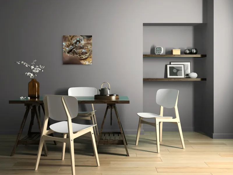 Tablou Canvas, "Nu știu cine este în imagine.", Șarpe, Solzi, Ochi, Culoare, Textură, Frunze, Camuflaj, Natură, Detaliu, Aproape, 50 x 50 cm – poza 8