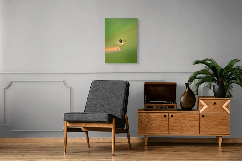 Tablou Canvas, "Micuța păianjen pe o ramură", Arahnidă, Fragilitate, Echilibru, Verde, Microscopic, Natură, Focalizare, Detaliu, 50 x 70 cm – poza 8