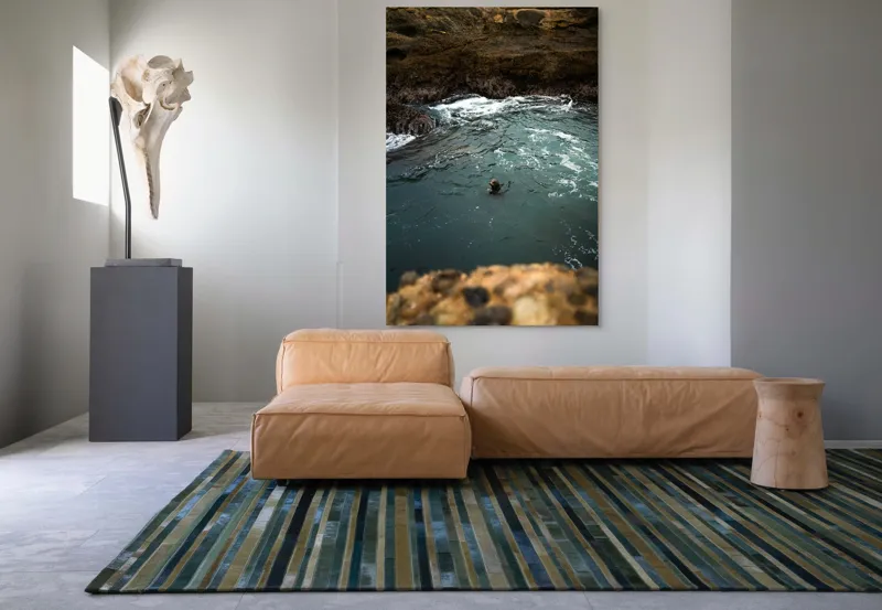 Tablou Canvas, "Foca în apele oceanului liniștite", Ocean, Focă, Valuri, Stânci, Apă, Natură, Liniște., 100 x 150 cm – poza 7