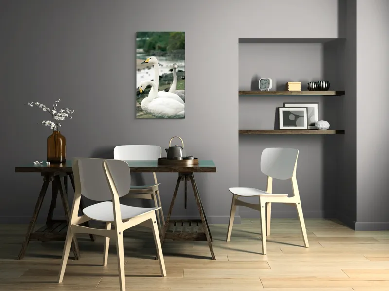 Tablou Canvas, "Grațioase lebede lângă apă liniștită", Grație, Eleganță, Serenitate, Liniște, Natură, Armonie, Frumusețe, Contemplare, 50 x 90 cm – poza 4