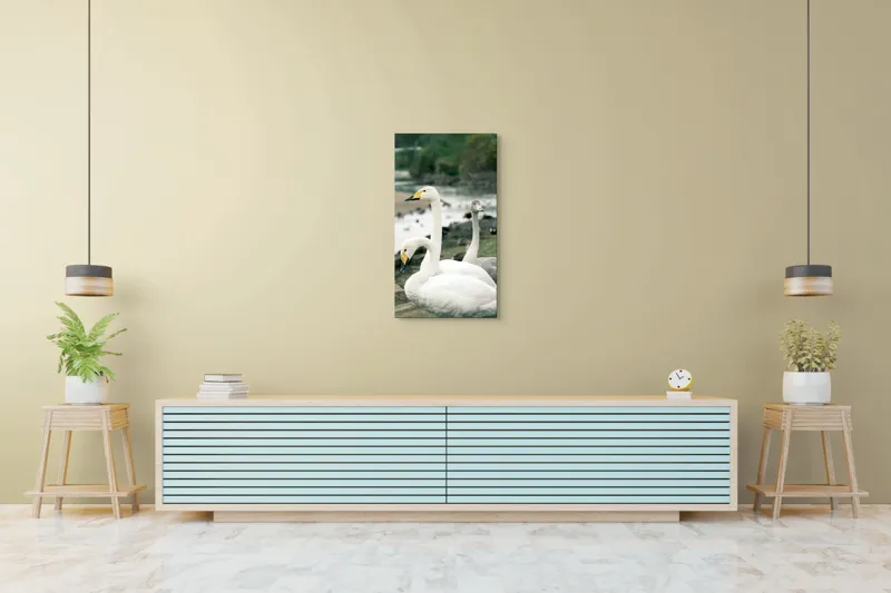 Tablou Canvas, "Grațioase lebede lângă apă liniștită", Grație, Eleganță, Serenitate, Liniște, Natură, Armonie, Frumusețe, Contemplare, 50 x 90 cm – poza 6