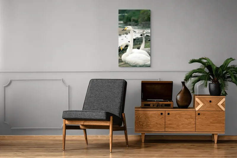 Tablou Canvas, "Grațioase lebede lângă apă liniștită", Grație, Eleganță, Serenitate, Liniște, Natură, Armonie, Frumusețe, Contemplare, 50 x 90 cm – poza 8