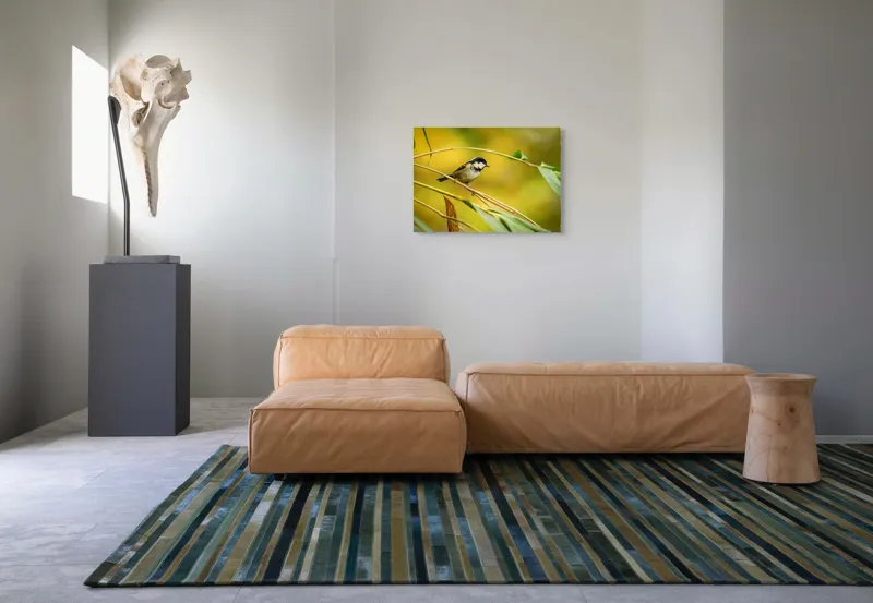 Tablou Canvas, "O lume văzută prin ochii păsării", Pitic, Frunziș, Ramură, Penaj, Verde, Natură, Echilibru, Mic, Grațios, Păsărelă, 70 x 50 cm – poza 8