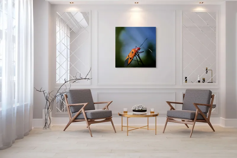 Tablou Canvas, "Gângania pe o creangă subțire", Clar, Contrast, Culoare, Detalii, Naturalețe, Lumină, Perspective, Formă, Textură., 100 x 100 cm – poza 7