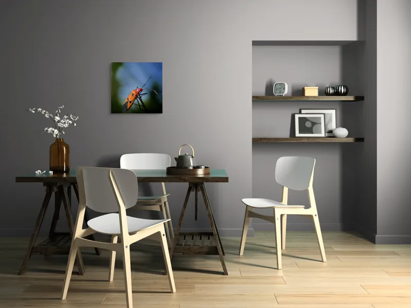 Tablou Canvas, "Gângania pe o creangă subțire", Clar, Contrast, Culoare, Detalii, Naturalețe, Lumină, Perspective, Formă, Textură., 50 x 50 cm – poza 8