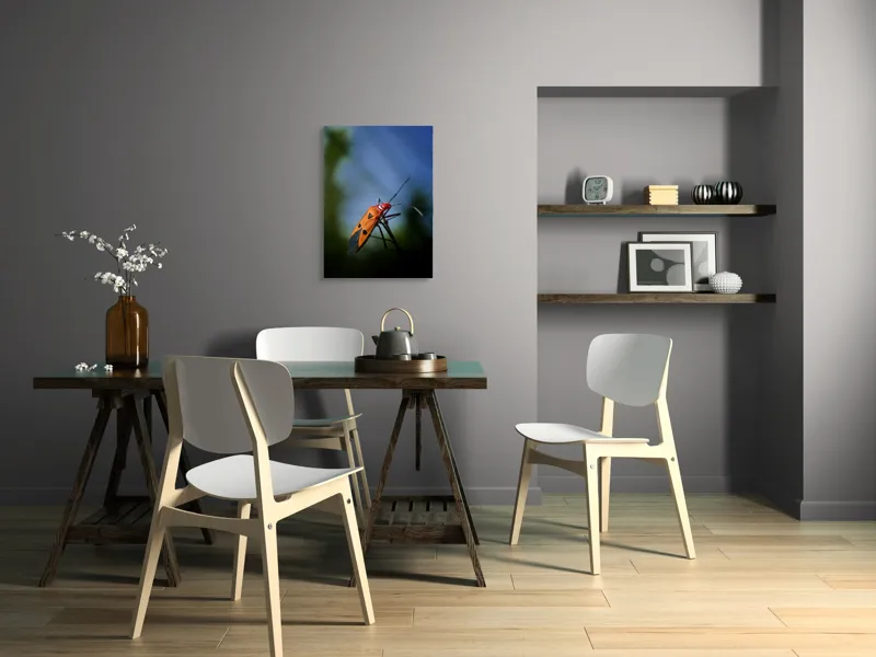 Tablou Canvas, "Gângania pe o creangă subțire", Clar, Contrast, Culoare, Detalii, Naturalețe, Lumină, Perspective, Formă, Textură., 50 x 70 cm – poza 5
