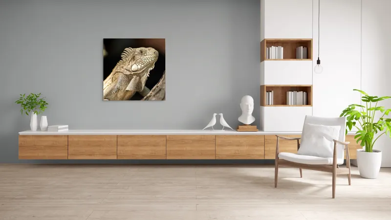 Tablou Canvas, "Iguana contemplând apusul pe ramură", 100 x 100 cm – poza 8
