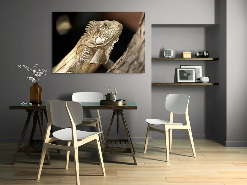 Tablou Canvas, "Iguana contemplând apusul pe ramură", 150 x 100 cm – poza 5