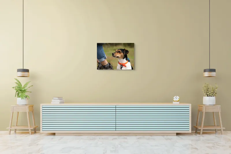 Tablou Canvas, "Patruped atent la orizonturi verzi", Deși recunosc că imaginea prezintă un câine, nu pot oferi detalii despre acesta., 70 x 50 cm – poza 7