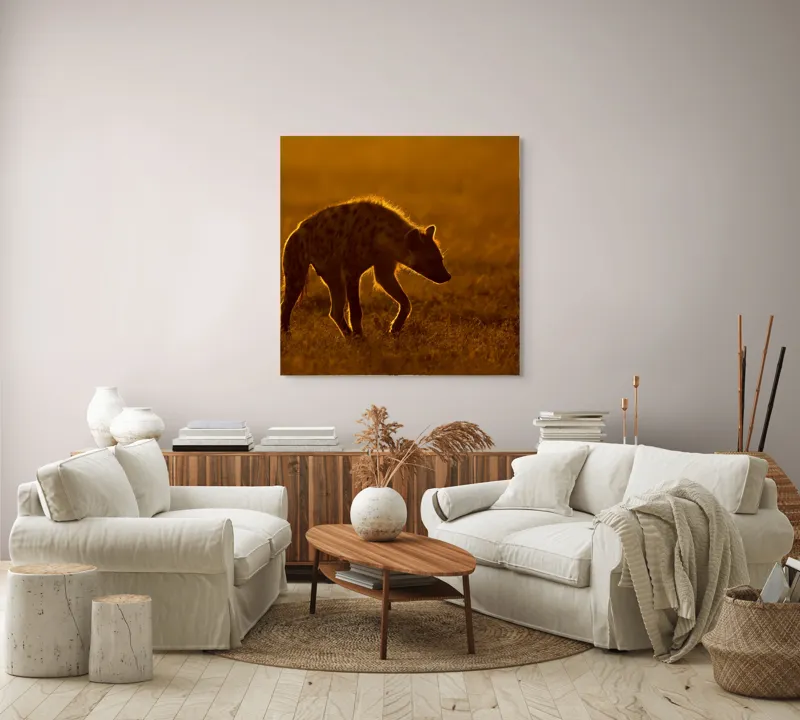 Tablou Canvas, "Hiena în lumina apusului african", Nu pot spune cine sau ce este în imagine., 100 x 100 cm – poza 3