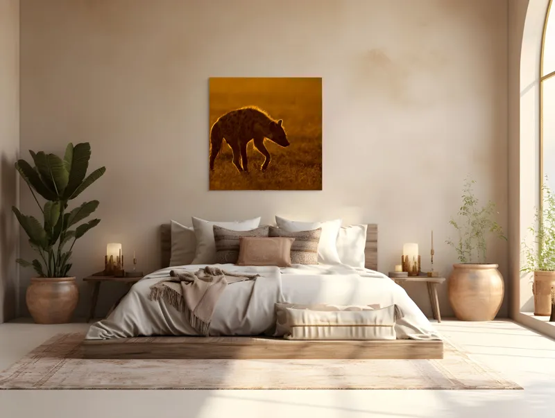 Tablou Canvas, "Hiena în lumina apusului african", Nu pot spune cine sau ce este în imagine., 100 x 100 cm – poza 4