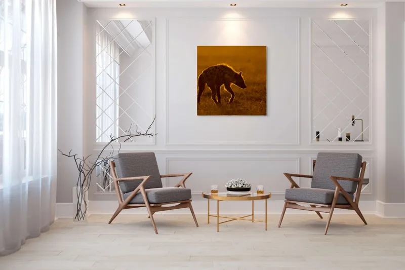 Tablou Canvas, "Hiena în lumina apusului african", Nu pot spune cine sau ce este în imagine., 100 x 100 cm – poza 7