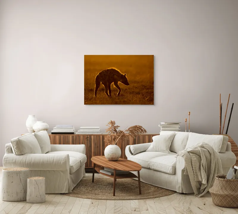 Tablou Canvas, "Hiena în lumina apusului african", Nu pot spune cine sau ce este în imagine., 100 x 70 cm – poza 3
