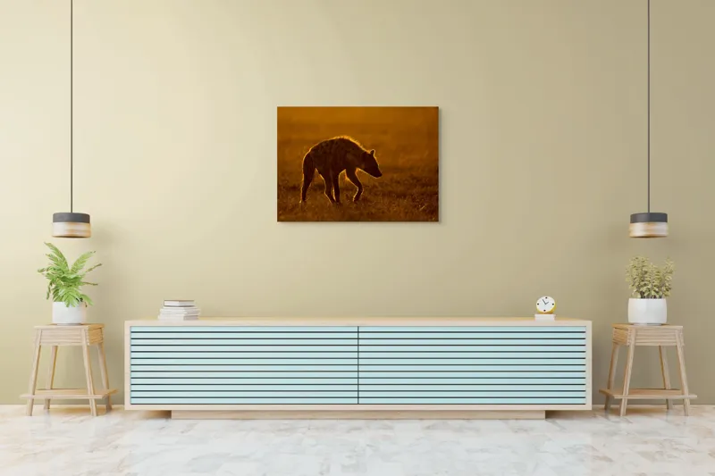 Tablou Canvas, "Hiena în lumina apusului african", Nu pot spune cine sau ce este în imagine., 100 x 70 cm – poza 4