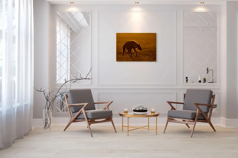 Tablou Canvas, "Hiena în lumina apusului african", Nu pot spune cine sau ce este în imagine., 100 x 70 cm – poza 5