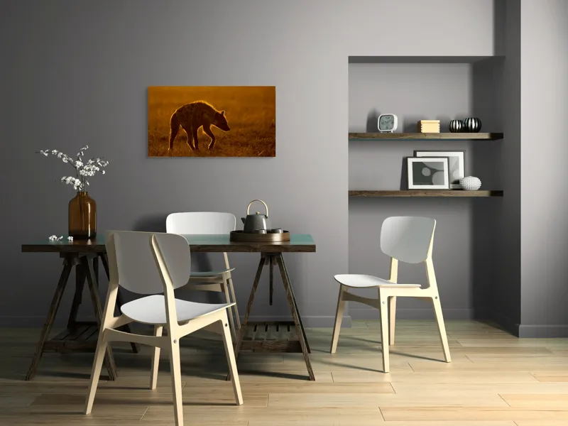 Tablou Canvas, "Hiena în lumina apusului african", Nu pot spune cine sau ce este în imagine., 90 x 50 cm – poza 3