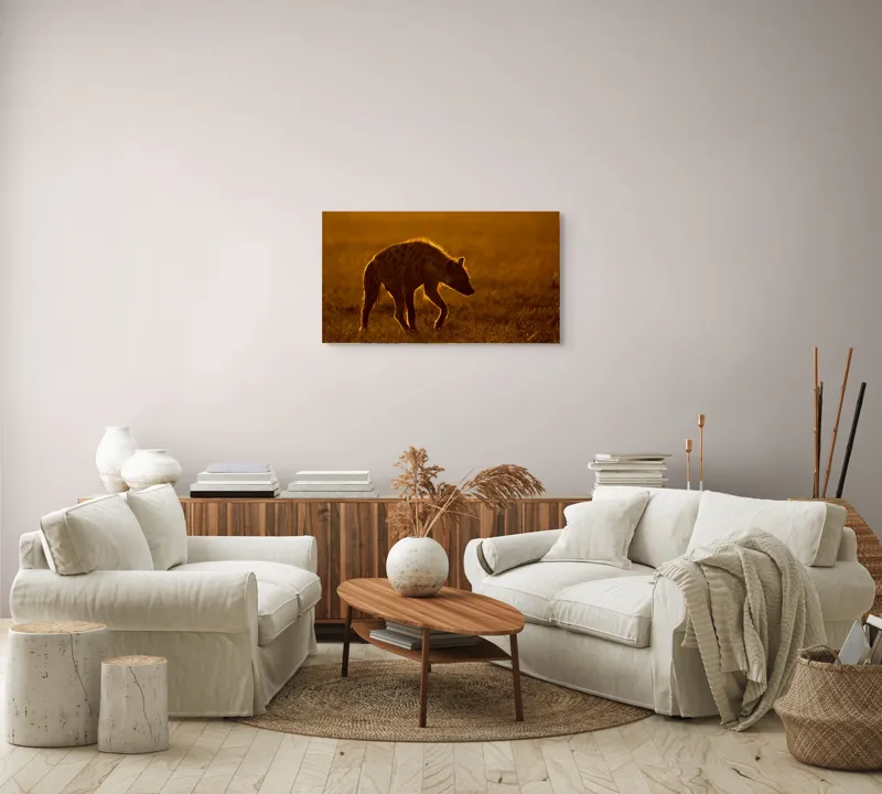 Tablou Canvas, "Hiena în lumina apusului african", Nu pot spune cine sau ce este în imagine., 90 x 50 cm – poza 4