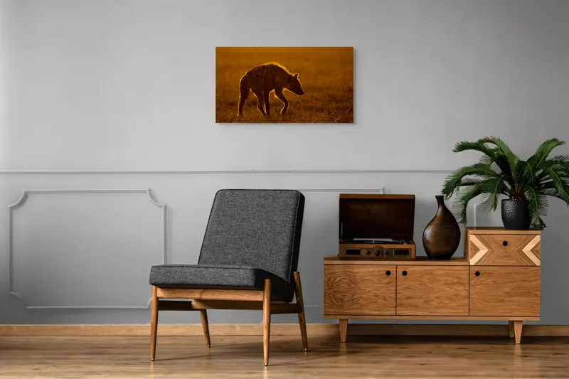 Tablou Canvas, "Hiena în lumina apusului african", Nu pot spune cine sau ce este în imagine., 90 x 50 cm – poza 6