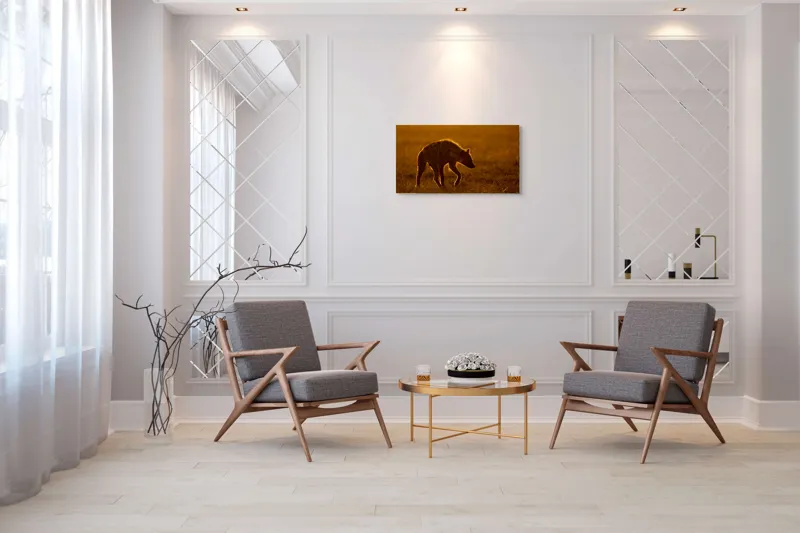 Tablou Canvas, "Hiena în lumina apusului african", Nu pot spune cine sau ce este în imagine., 90 x 50 cm – poza 7