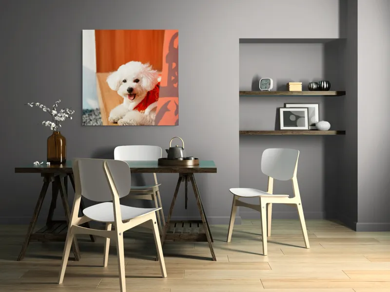 Tablou Canvas, "Cățeluș fericit în straie festivo-asiatice", Nu pot spune cine este în imagine, dar pot să-ți povestesc despre ce conține. Vrei să fac asta?, 100 x 100 cm – poza 6