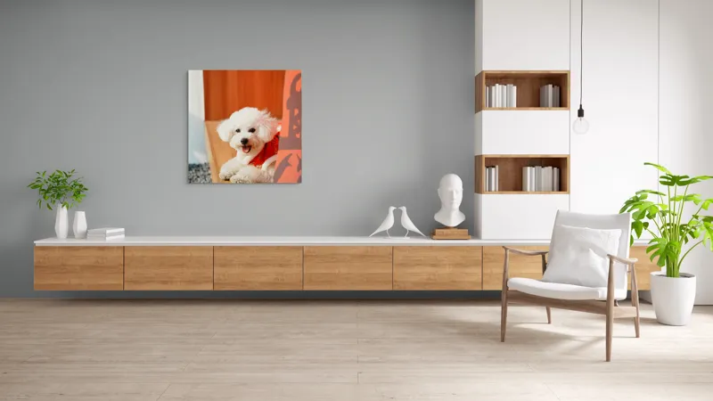 Tablou Canvas, "Cățeluș fericit în straie festivo-asiatice", Nu pot spune cine este în imagine, dar pot să-ți povestesc despre ce conține. Vrei să fac asta?, 100 x 100 cm – poza 8