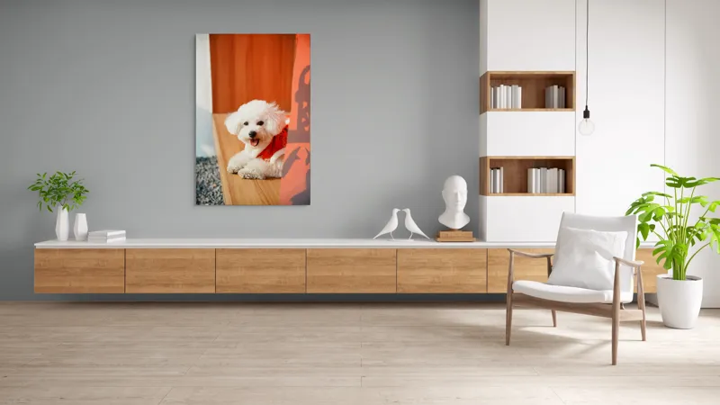 Tablou Canvas, "Cățeluș fericit în straie festivo-asiatice", Nu pot spune cine este în imagine, dar pot să-ți povestesc despre ce conține. Vrei să fac asta?, 100 x 150 cm – poza 8